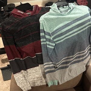 2 Boys First Wave Striped Hoodie Shirt - Black and Green